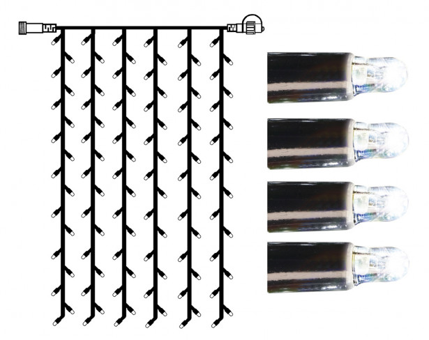 Valoverho System LED Extra musta 8W 102 valoa 1x2m kylmä valkoinen