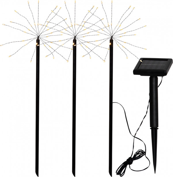 Aurinkokennopuutarhavalaisin Star Trading Firework LED, 3-osainen, musta