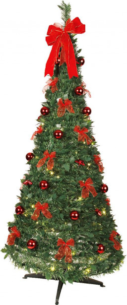 LED-joulukuusi Star Trading Pop-up-tree, 185cm, vihreä/punainen
