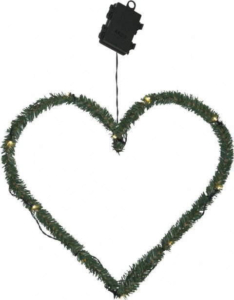 LED-kranssi Star Trading Line Heart, 380x400x2mm, vihreä