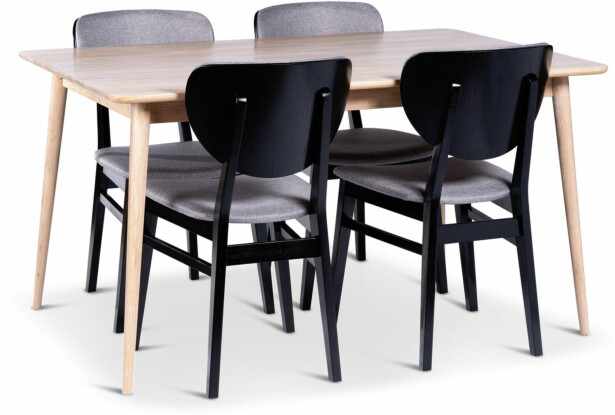 Ruokailuryhmä Stenexpo 140x90cm Odense-pöytä + 4 Borgholm-tuolia jatkettava tammi/saarni