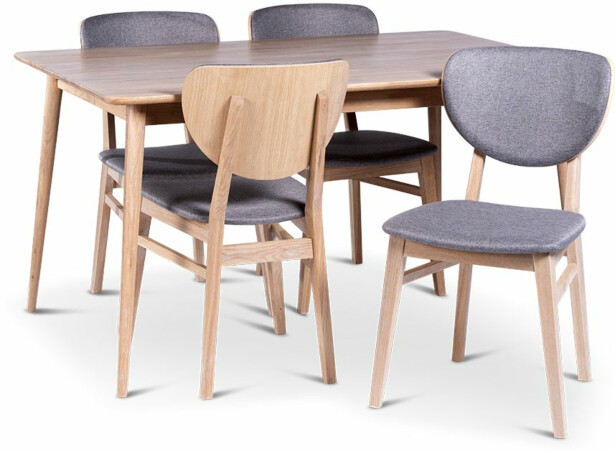Ruokailuryhmä Stenexpo 140x90cm Odense-pöytä + 4 Fårö-tuolia jatkettava valkoöljytty tammi