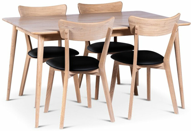 Ruokailuryhmä Stenexpo 140x90cm Odense-pöytä + 4 Eksjö-tuolia jatkettava valkoöljytty tammi