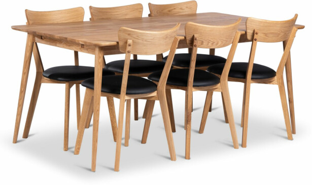 Ruokailuryhmä Stenexpo 180x90cm Alborg-pöytä + 6 Växjö-tuolia jatkettava tammi