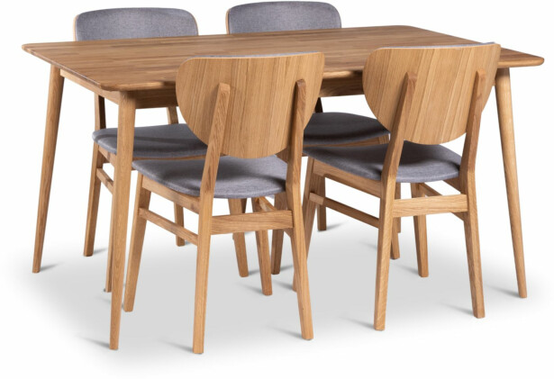 Ruokailuryhmä Stenexpo 140x90cm Alborg-pöytä + 4 Tjörn-tuolia jatkettava tammi