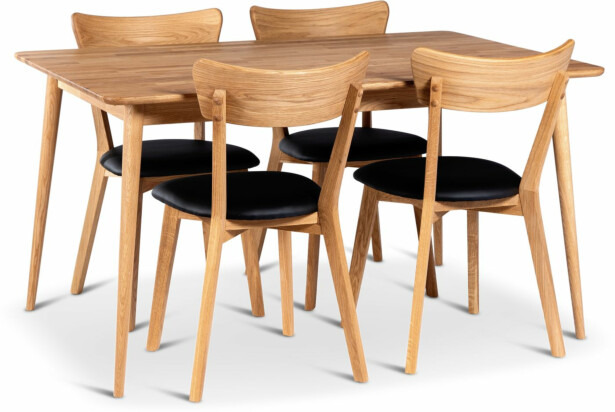 Ruokailuryhmä Stenexpo 140x90cm Alborg-pöytä + 4 Växjö-tuolia jatkettava tammi