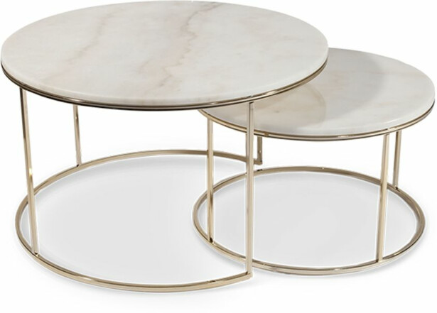 Sarjapöytä Stenexpo Monaco Ø80x45cm + Ø60x35cm marmori/metalli valkoinen