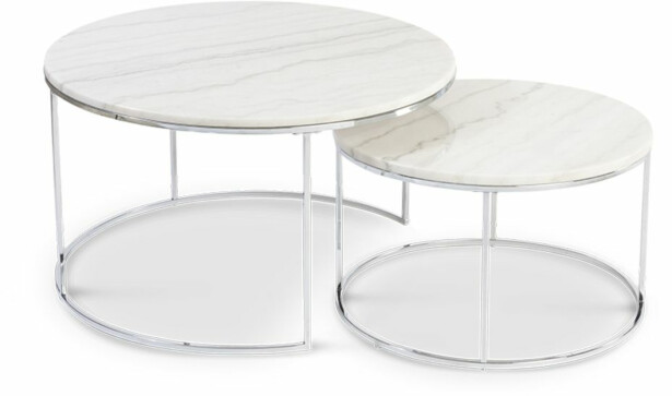 Sarjapöytä Stenexpo Lormont Ø80x45cm + Ø60x35cm marmori/metalli valkoinen