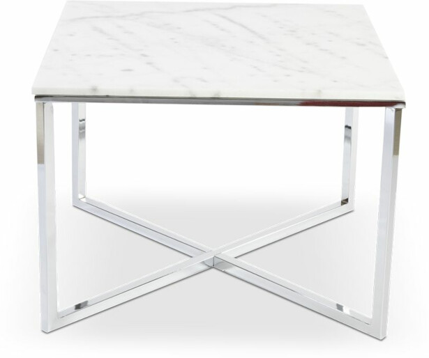 Sohvapöytä Stenexpo Rimini 70x70x52cm marmori/metalli valkoinen
