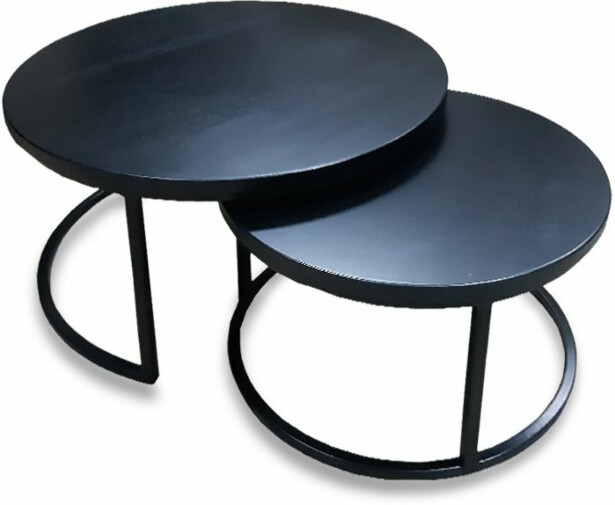 Sarjapöytä Stenexpo Edmonton Ø75x48cm + Ø58x41cm saarni mustapetsattu