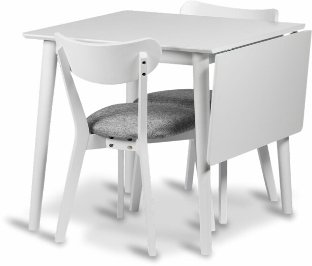 Ruokapöytä klaffilla Stenexpo Åland 80/120cm + 2 Åland-tuolia valkolakattu