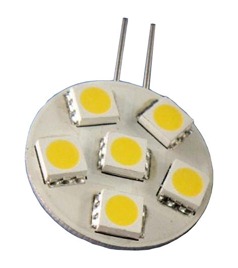 LED-lamppu Sunwind Baselite litteä 6SMD, G4, 1.2W, 12V, ø25mm, 145-165lm, 3000K, piikit sivussa