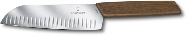 Santoku kokkiveitsi Victorinox Swiss Modern 17cm ovaalihiottu ruskea