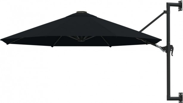 Seinäkiinnitteinen aurinkovarjo metallitolppa 300 cm musta_1