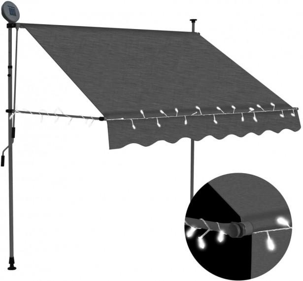 Sisäänkelattava markiisi ledillä 150 cm antrasiitti_1