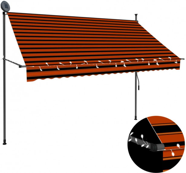 Sisäänkelattava markiisi ledillä 250 cm oranssi ja ruskea_1