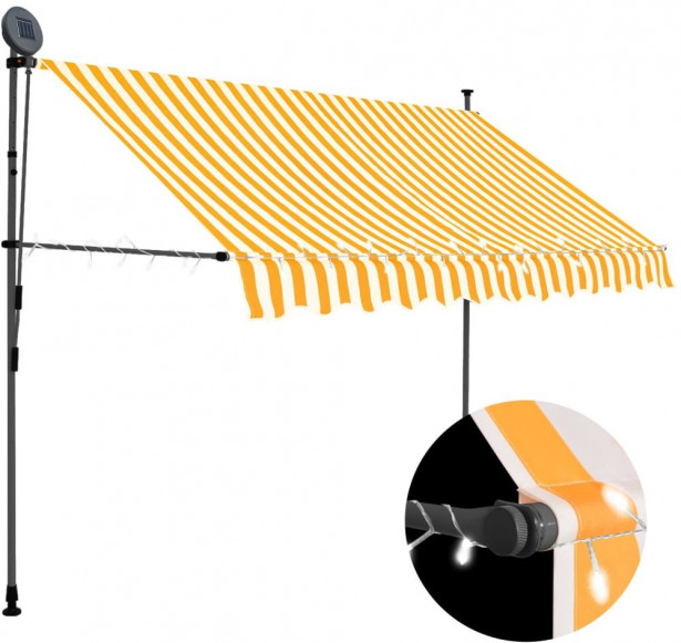 Sisäänkelattava markiisi ledillä 250 cm valkoinen ja oranssi_1