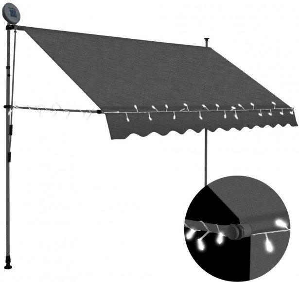 Sisäänkelattava markiisi ledillä 300 cm antrasiitti_1