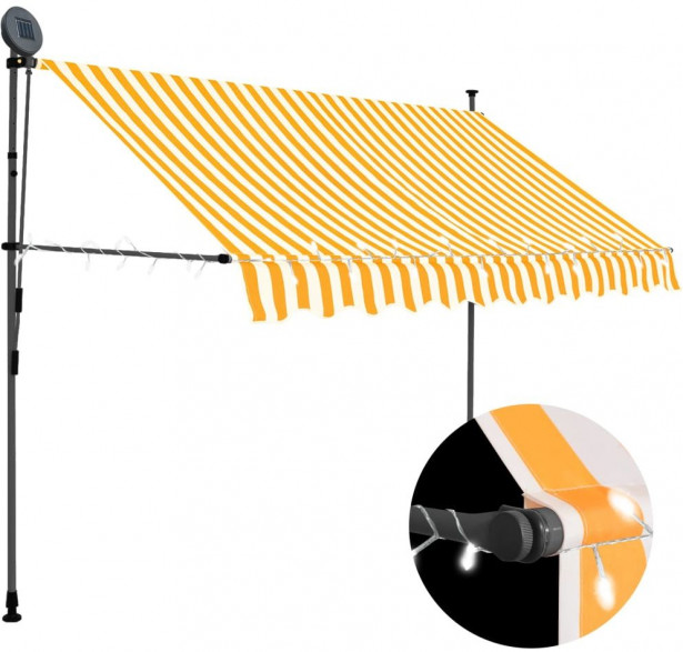 Sisäänkelattava markiisi ledillä 300 cm valkoinen ja oranssi_1