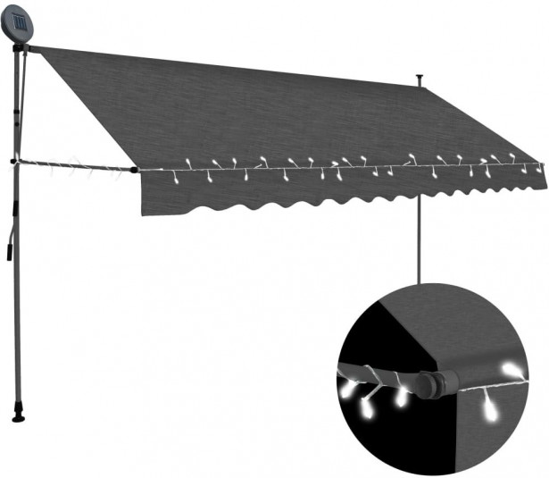 Sisäänkelattava markiisi ledillä 350 cm antrasiitti_1