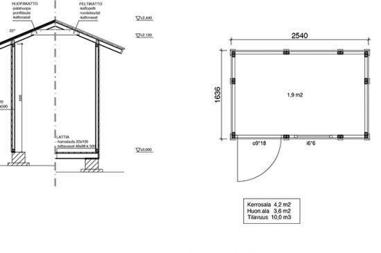 Elementtivarasto Aarni E2b, 2540x1640mm, 4.17m², puuvalmis