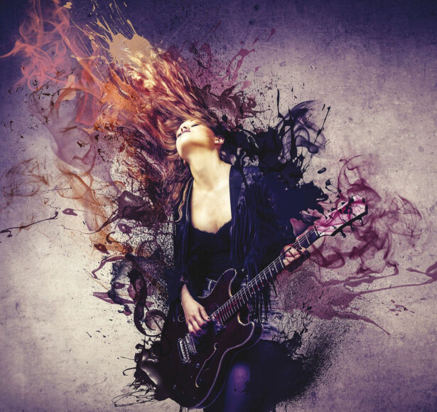 Kuvatapetti Galerie Grunge Digital Guitar Girl, 250x265cm