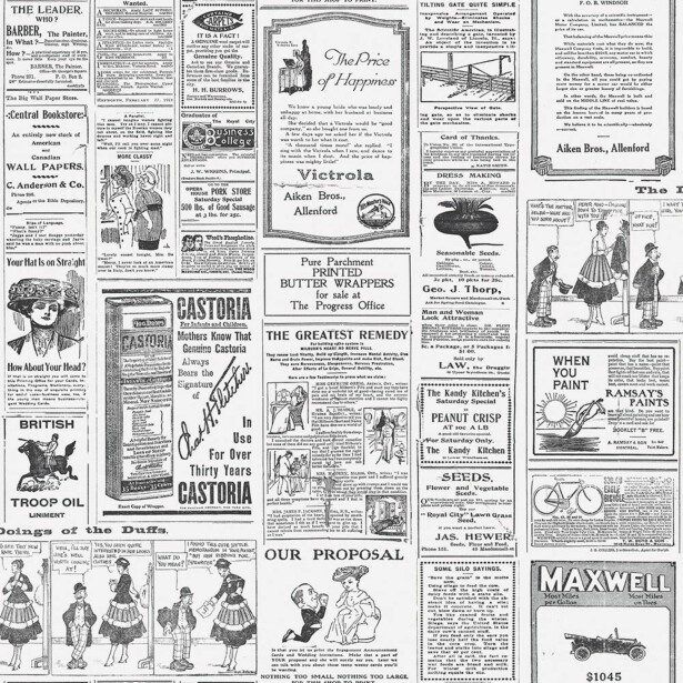 Tapetti Galerie Just Kitchens Newspaper, mustavalkoinen