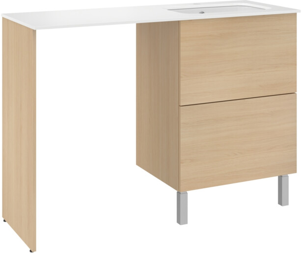 Allaskaappi altaalla Temal Ilona 3, allas oikealla, 125x45x90 cm, vaalea tammi