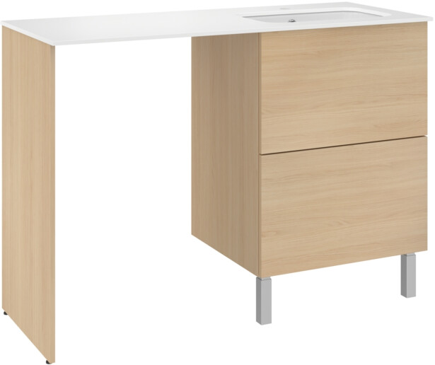 Allaskaappi altaalla Temal Ilona 4, allas oikealla, 125x50x90 cm, vaalea tammi