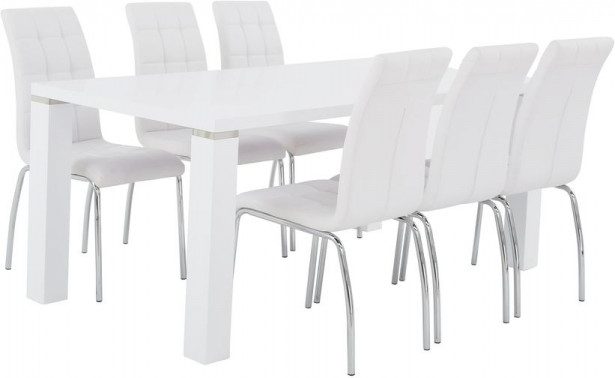 Ruokailuryhmä Tenstar, Metro 180 -ruokapöytä + 6kpl valkoisia Krista-tuoleja