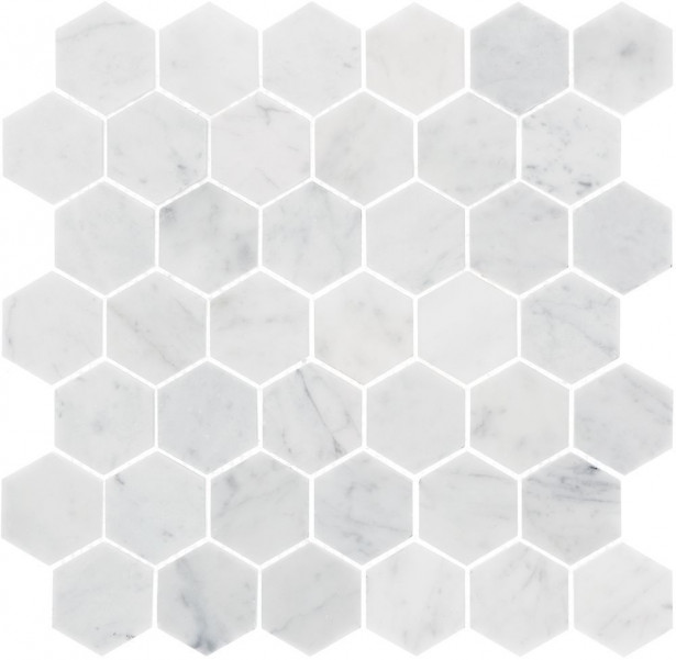 Marmorimosaiikki Carrara Hexagon, kiillotettu, 325x315x10mm