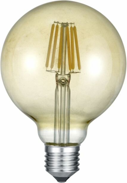 LED-lamppu Trio E27, filament, globe, 6W, 600lm, 2700K, ruskea