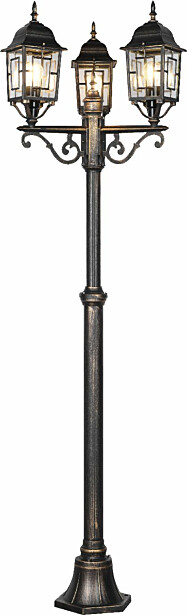 Pylväsvalaisin Trio Volturno, 3-os, 200cm, E27, antiikkirustiikki