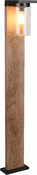 Pylväsvalaisin Trio Ardila, 100cm, E27, puu/mattamusta, hämärätunnistin