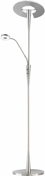 LED-lattiavalaisin Trio Quebec, Ø 350x1800mm, harjattu teräs, uplighter