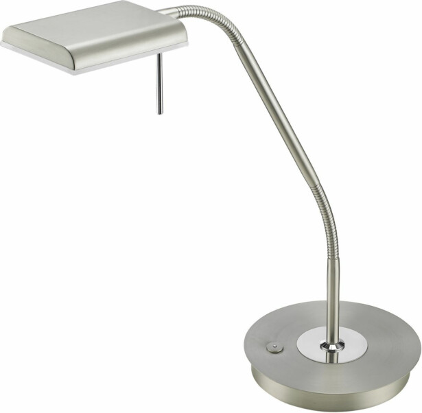 LED-pöytävalaisin Trio Bergamo 205x500 mm, harjattu teräs