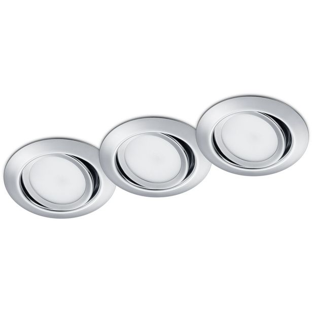 LED-alasvalosarja Trio Rila, ø82x34mm, IP20, kromi, 3 kpl/pkt