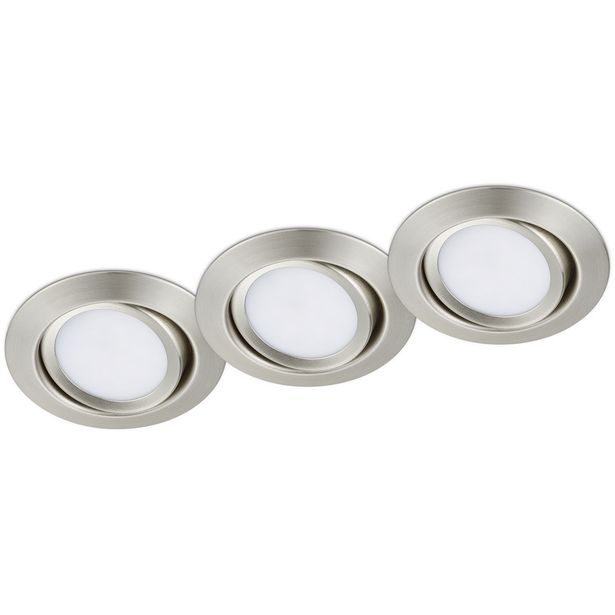 LED-alasvalosarja Trio Rila, ø82x34mm, IP20, harjattu teräs, 3 kpl/pkt