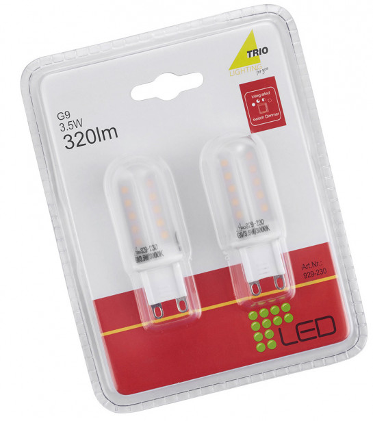 LED-Lamppu Trio G9, 3W, 300lm 3000K switch dimm 2-pack
