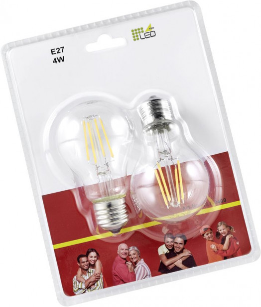 LED-lamppu Trio E27, filament, vakio, 4W, 470lm, 3000K, 2kpl