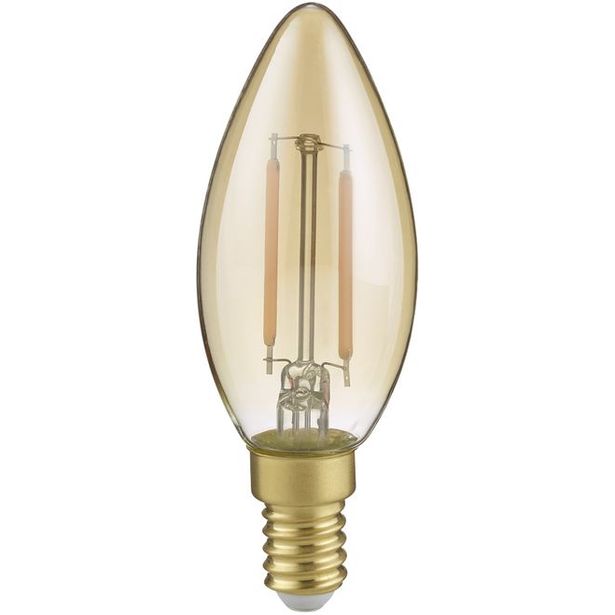 LED-lamppu Trio E14, filament, kynttilä, 2W, 225lm, 2700K, ruskea