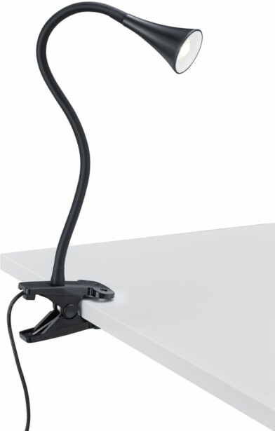 LED-pöytävalaisin Trio Viper, 62x350 mm, musta nipistimellä