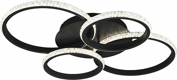 LED-kattovalaisin Trio Cires, mattamusta/kristalliefekti, 4000K