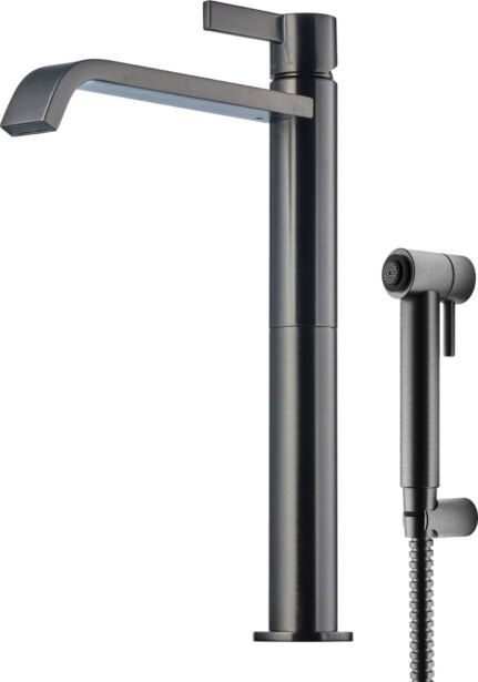 Pesuallashana Tapwell ARM089 Bidé Brushed Black Chrome, korkea malli, bideesuihkulla, harjattu musta kromi