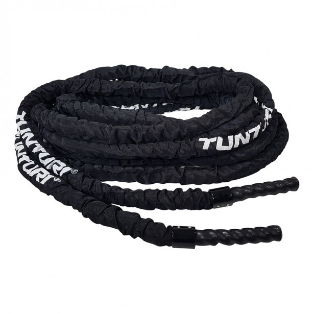 Voimaköysi Tunturi Pro Battle Rope With Protection, 10m, musta/valkoinen