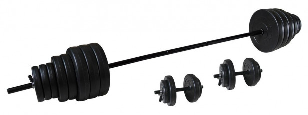 Levypainosetti Tunturi Vinyl Barbell/Dumbbell Set, yht.50kg