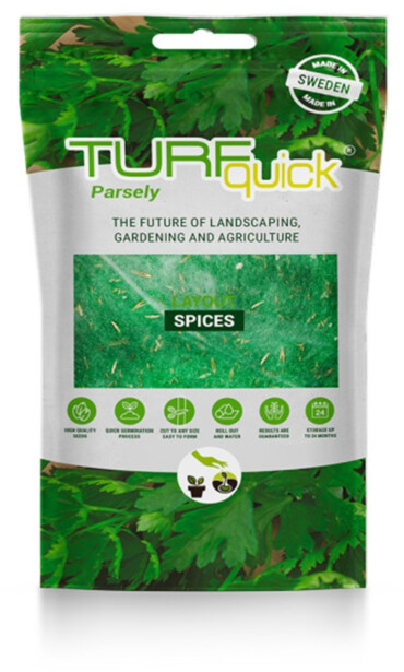 Persiljan siemenet Turfquick, kasvualustalla