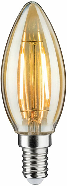 LED-kynttilälamppu Paulmann Candle, E14, 160lm, 2W, 1700K, filamentti, kulta