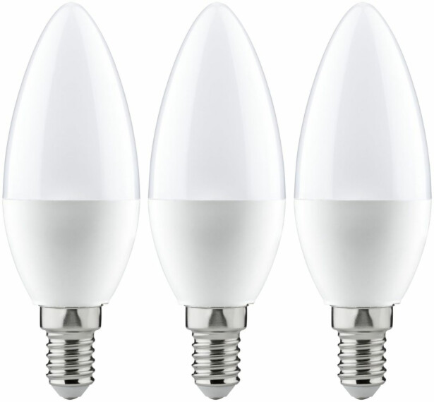 LED-kynttilälamppu Paulmann Candle, E14, 470lm, 5.5W, 2700K, opaali, 3kpl