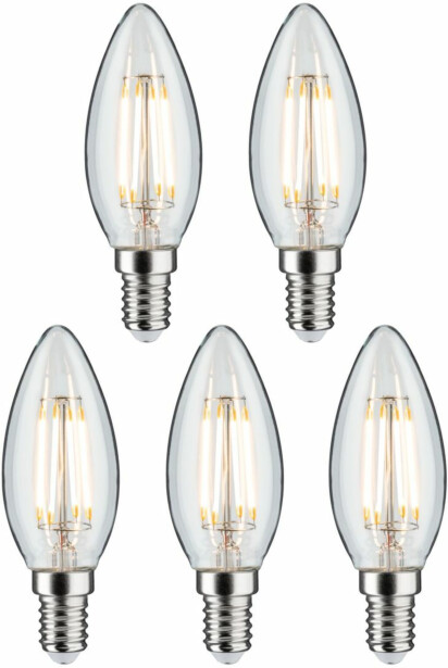 LED-kynttilälamppu Paulmann Candle, E14, 470lm, 4.8W, 2700K, kirkas, 5kpl